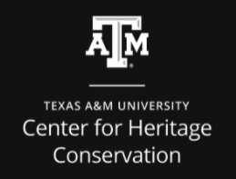 Center for Heritage Conservation vertical logo all white on a black background