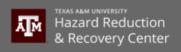 Hazard Reduction and Recovery Center horizontal logo with white text on a gray background