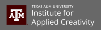 Institute for Applied Creativity horizontal logo with white text on a gray background