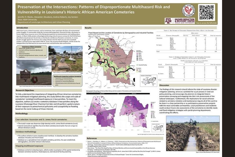 Patterns and disproportionate multihazard risk and vulnerability in Louisiana's historic African American cemeteries include flooding