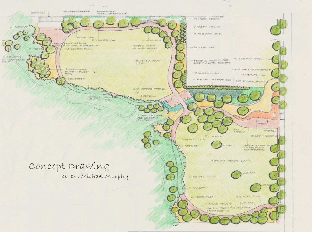 Top down view of a landscape sketch