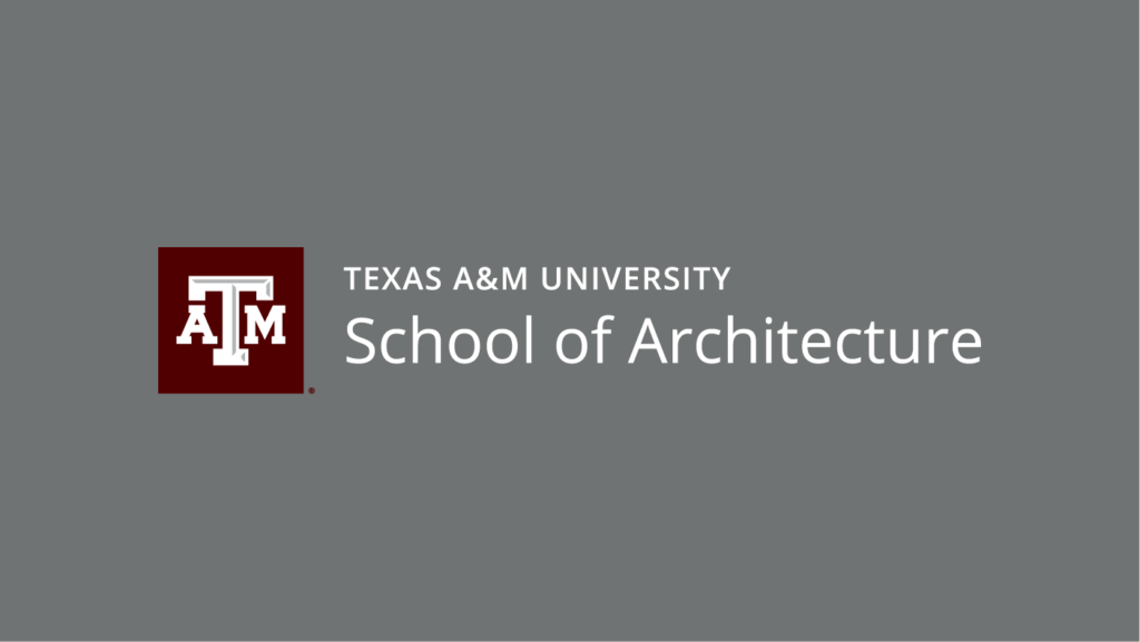 School of Architecture logo Maroon White text horizontal on gray