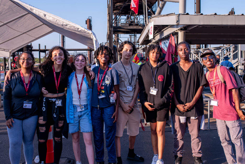 A group of campers during the TEEX Public Firefighting Demonstration Night.
