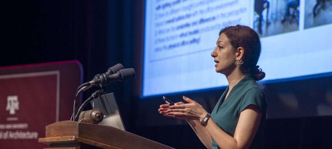 Roxana Jafari speaking at the 2023 Showcase event. Photo by John Peters.