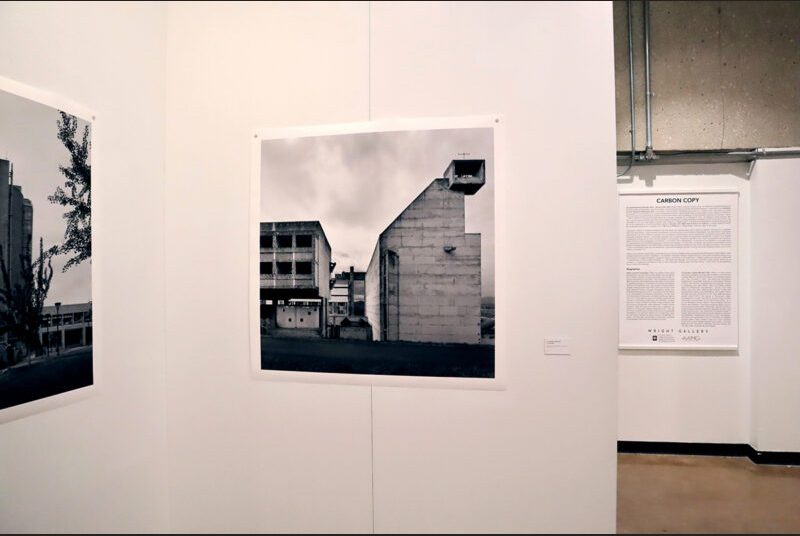 Black and white photo by Leonid Formansky’s titled “La Tourette Convent #5” on a white wall.