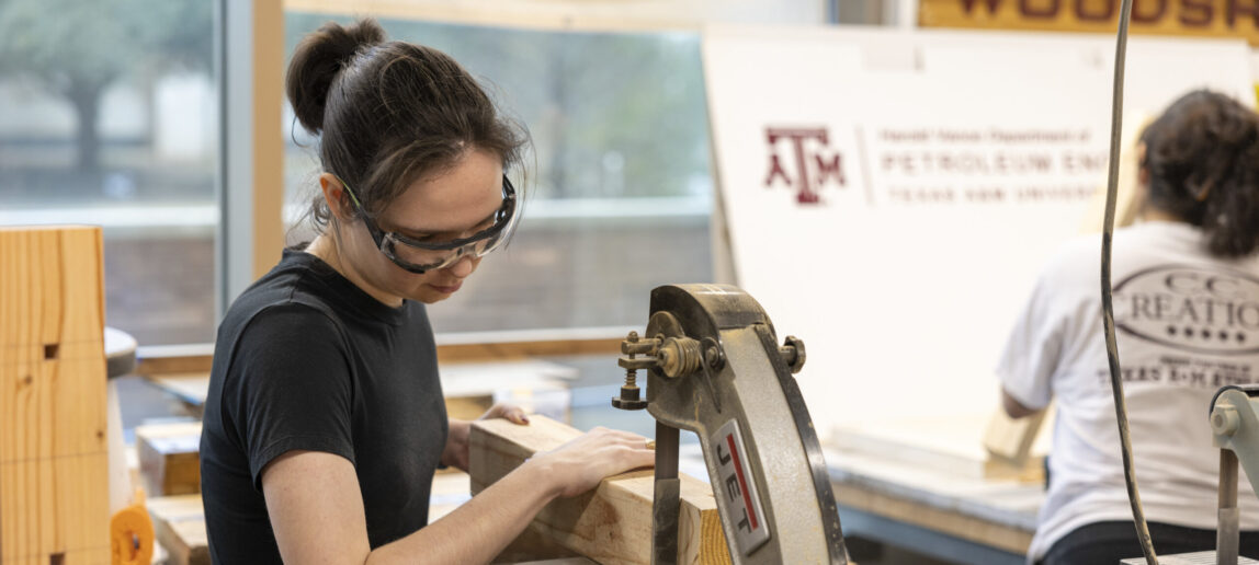 Student working on Japanese Joinery Project