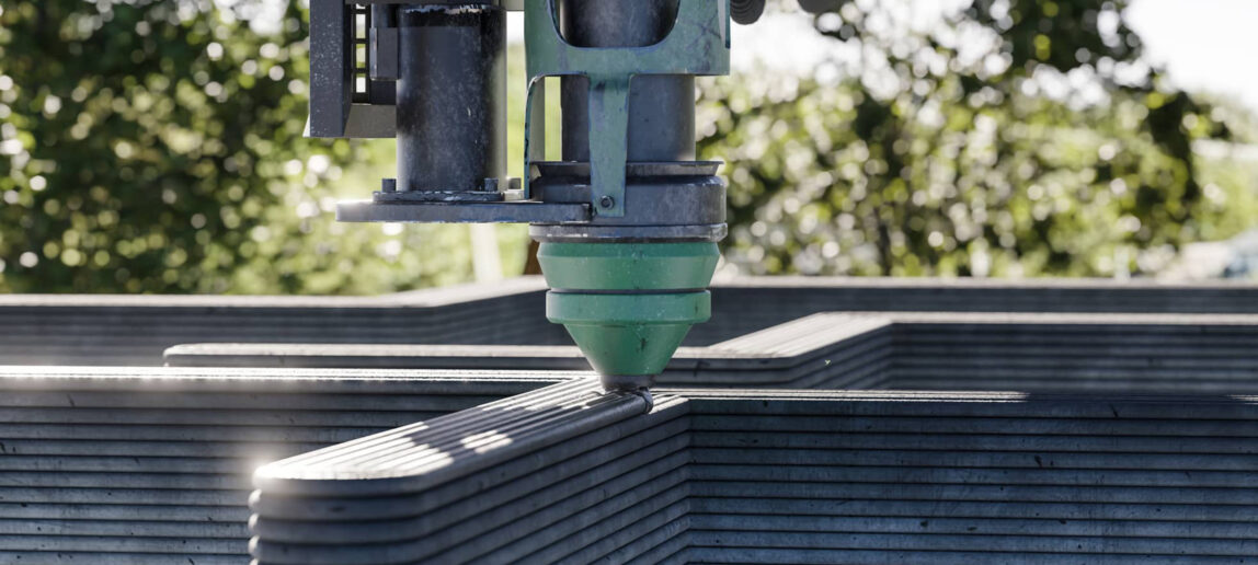 An image showing 3D printing in construction.